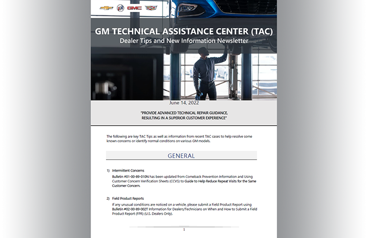 June Service Newsletter from the Experts at GM TAC