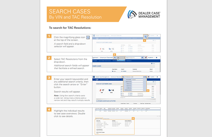 Search TAC Cases Using the Dealer Case Management System