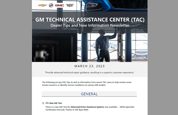 March Service Newsletter from the Experts at GM TAC