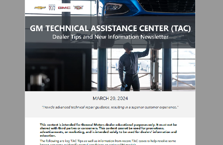March Service Newsletter from the Experts at GM TAC