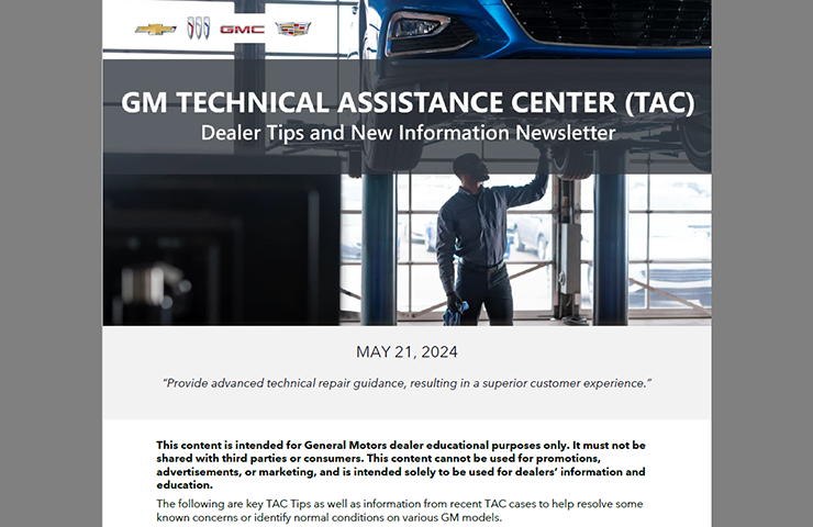 May Service Newsletter from the Experts at GM TAC
