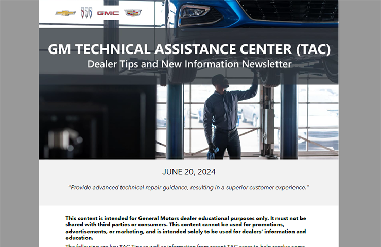 June Service Newsletter from the Experts at GM TAC