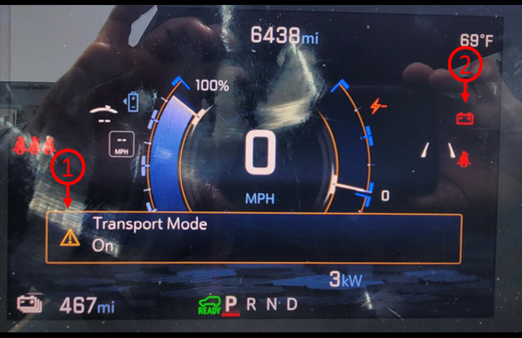 Turning Off Transport Mode in the Vehicle Settings Menu