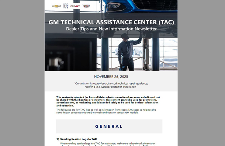 November Service Newsletter from the Experts at GM TAC