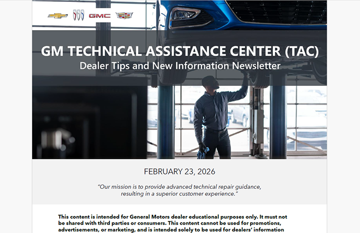 February Service Newsletter from the Experts at GM TAC