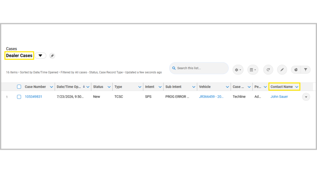 My Open Cases List View Issue in CX Connect