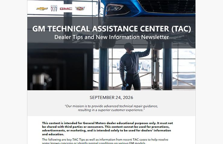 September Service Newsletter from the Experts at GM TAC